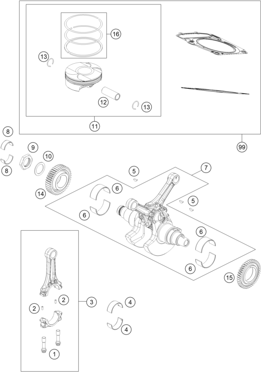 Sprängskiss: Crankshaft, Piston – KTM 1050 ADVENTURE ABS 2015