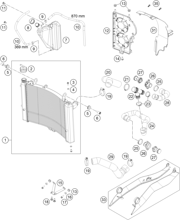 Sprängskiss: Cooling System – KTM 1050 ADVENTURE ABS 2015
