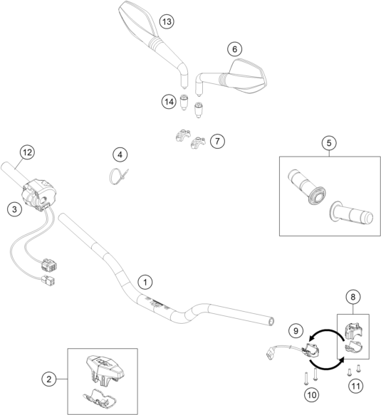 Sprängskiss: Handlebar, Controls – KTM FREERIDE E-SM 2015