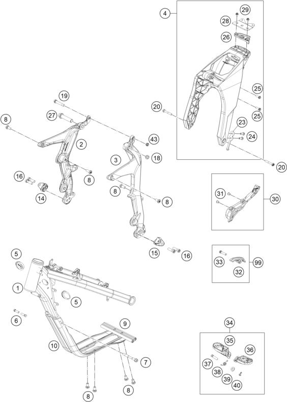 Sprängskiss: Frame – KTM FREERIDE E-SM 2015