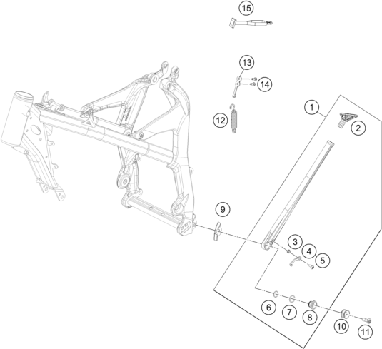 Sprängskiss: Side / Center Stand – KTM FREERIDE E-SM 2015