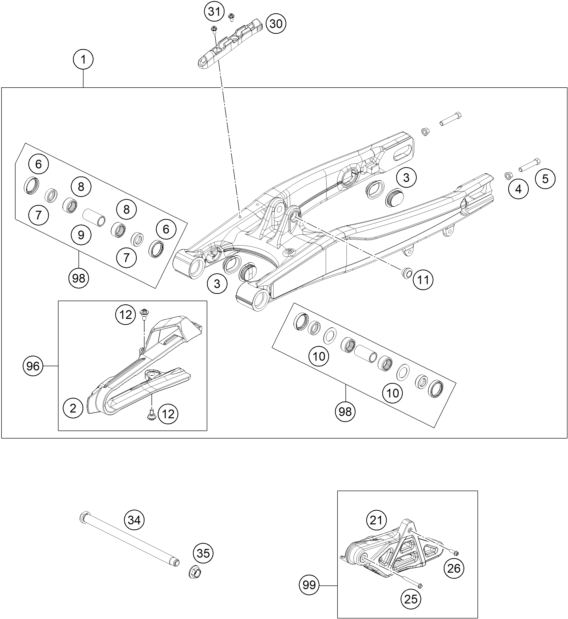 Sprängskiss: Swing Arm – KTM FREERIDE E-SX 2014