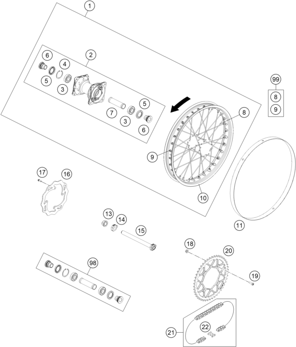 Sprängskiss: Rear Wheel – KTM FREERIDE E-SM 2015