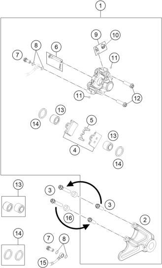 Sprängskiss: Rear Brake Caliper – KTM FREERIDE E-SM 2015