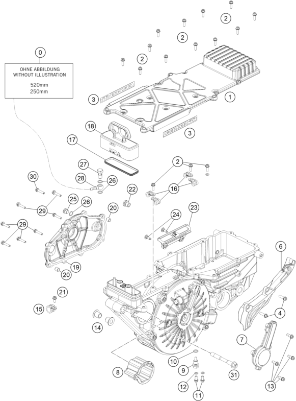 Sprängskiss: Engine Case – KTM FREERIDE E-SM 2015