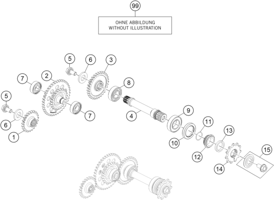 Sprängskiss: Transmission I - Main Shaft – KTM FREERIDE E-SM 2015
