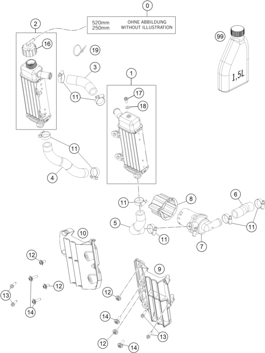 Sprängskiss: Cooling System – KTM FREERIDE E-SM 2015