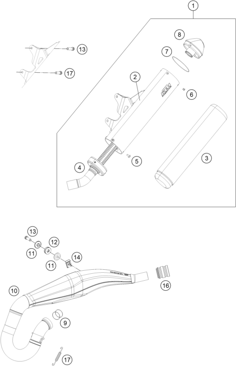 Sprängskiss: Exhaust System – KTM FREERIDE 250 R 2015
