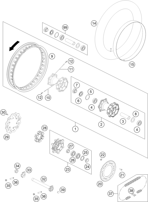 Sprängskiss: Rear Wheel – KTM 450 RALLY FACTORY REPLICA 2017