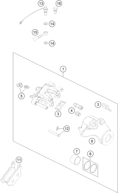 Sprängskiss: Rear Brake Caliper – KTM 450 RALLY FACTORY REPLICA 2015