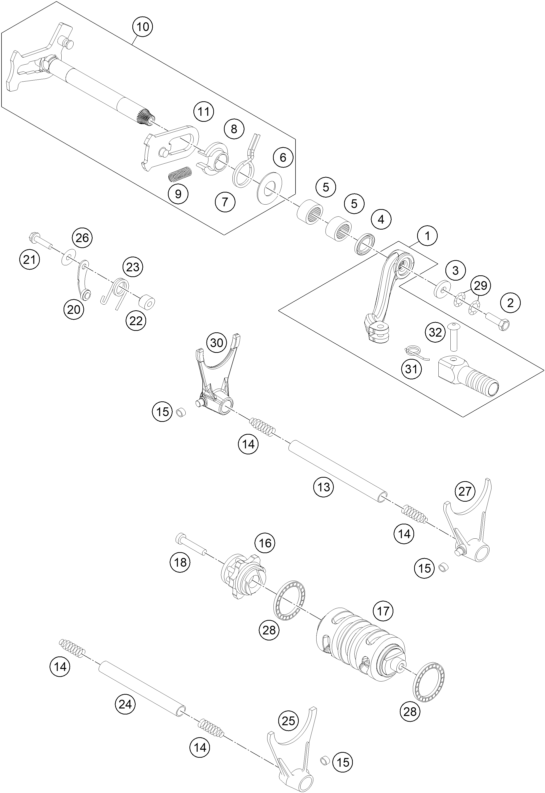 Sprängskiss: Shifting Mechanism – KTM 450 RALLY FACTORY REPLICA 2015
