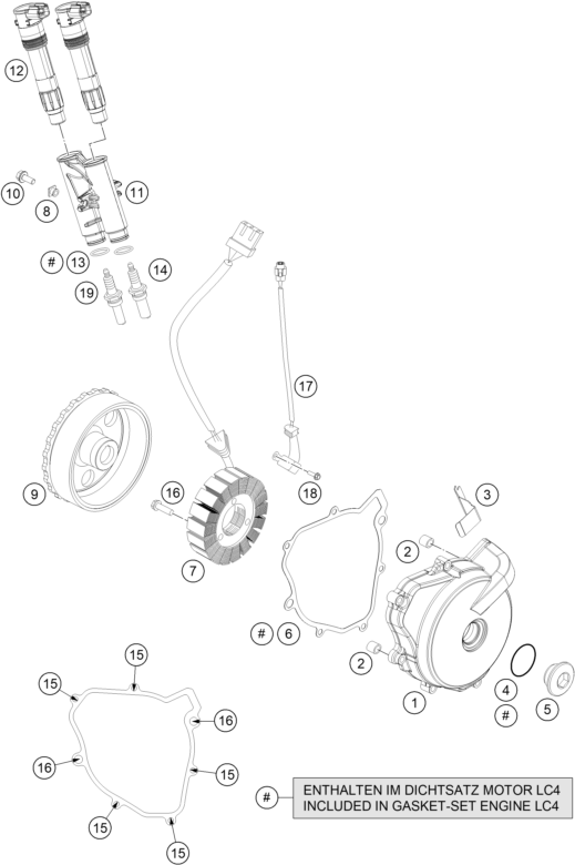 Sprängskiss: Ignition System – KTM 690 DUKE WHITE ABS 2015