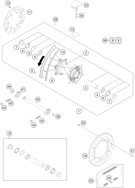 Sprängskiss: Rear Wheel – KTM 350 EXC-F 2016