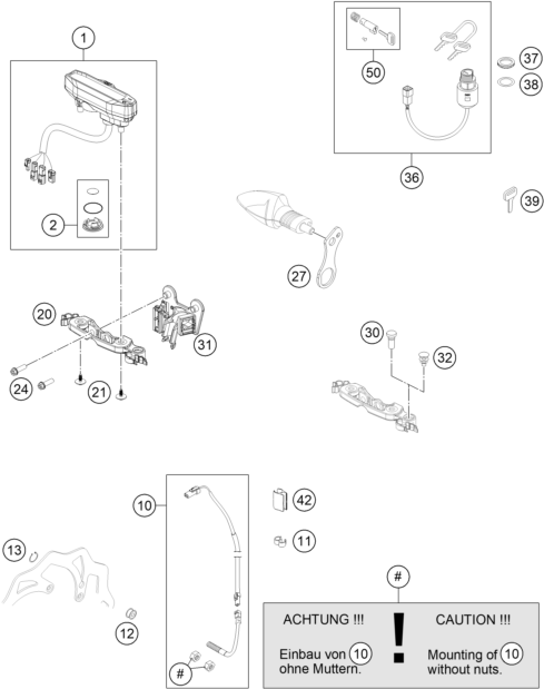 Sprängskiss: Instruments / Lock System – KTM 500 EXC 2015