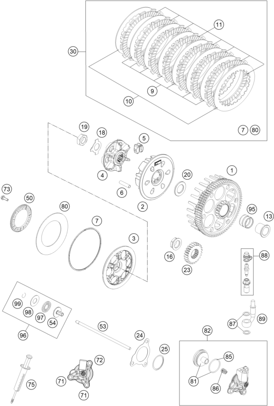 Sprängskiss: Clutch – KTM 350 XCF-W 2016