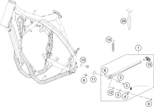 Sprängskiss: Side / Center Stand – KTM 250 XC-F 2015