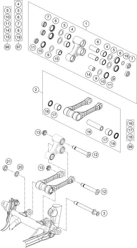 Sprängskiss: Pro Lever Linking – KTM 250 XC-F 2015