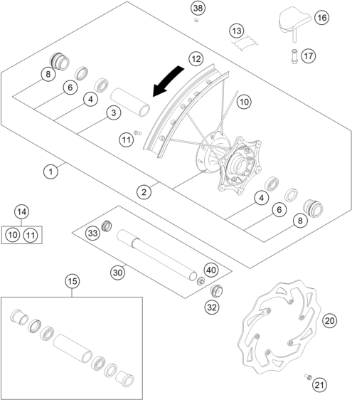Sprängskiss: Front Wheel – KTM 250 XC-F 2015