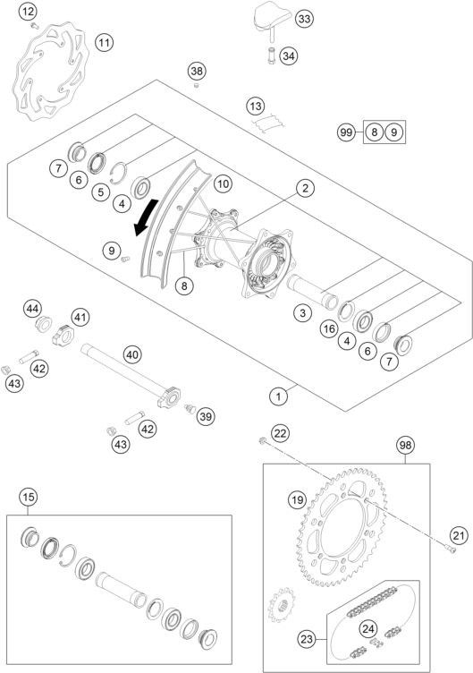 Sprängskiss: Rear Wheel – KTM 450 XC- F 2015