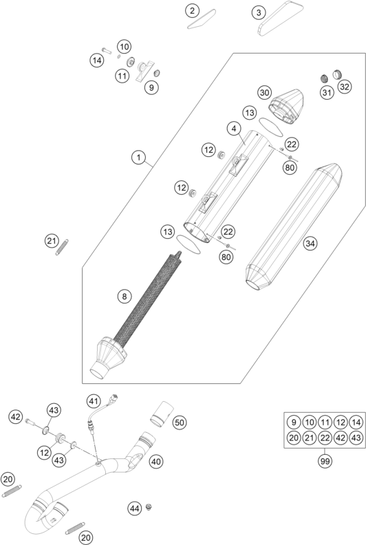 Sprängskiss: Exhaust System – KTM 450 EXC 2015