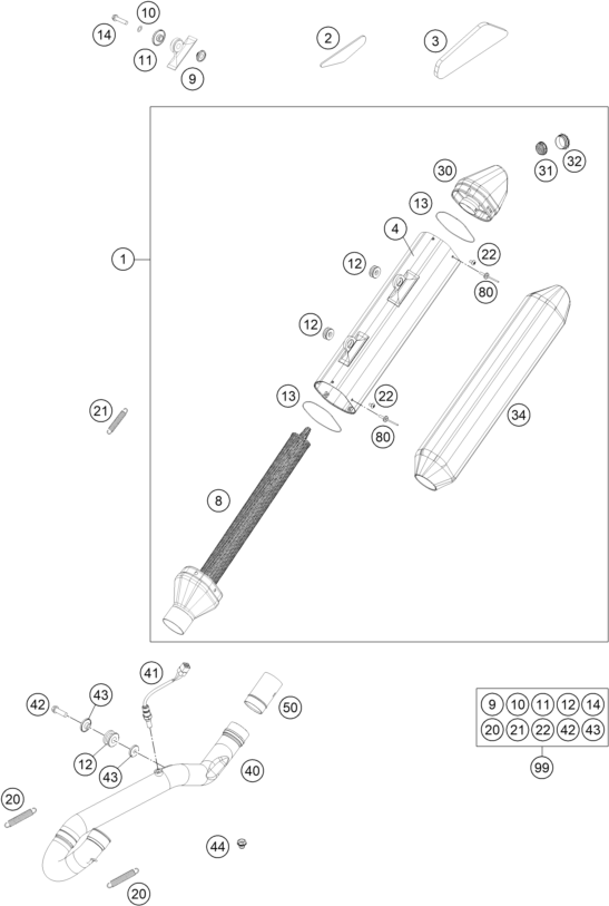 Sprängskiss: Exhaust System – KTM 500 EXC 2015