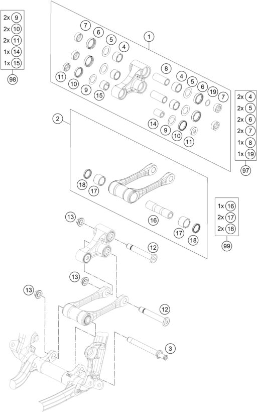 Sprängskiss: Pro Lever Linking – KTM 350 SX-F 2016
