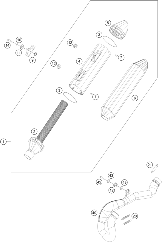 Sprängskiss: Exhaust System – KTM 450 SX-F FACTORY EDITION 2015