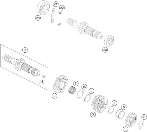 Sprängskiss: Transmission I - Main Shaft – KTM 450 XC-F 2018