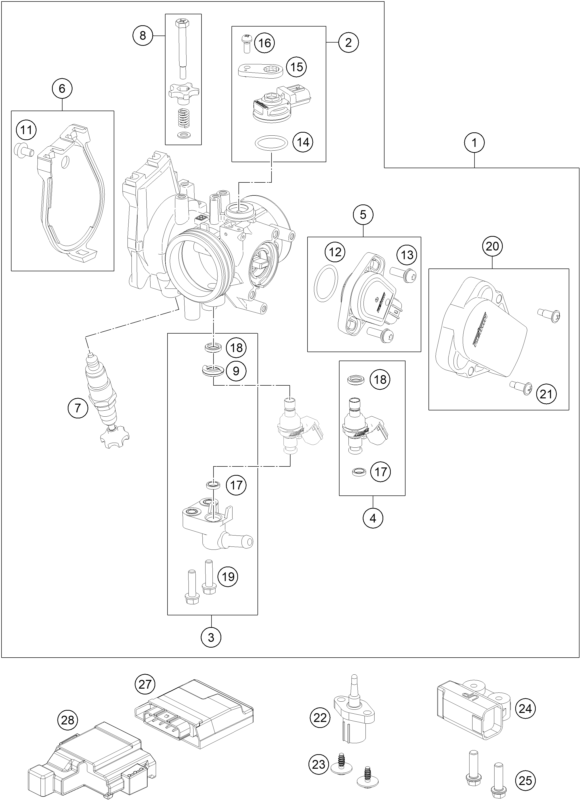 Sprängskiss: Throttle Body – KTM 350 SX-F 2016