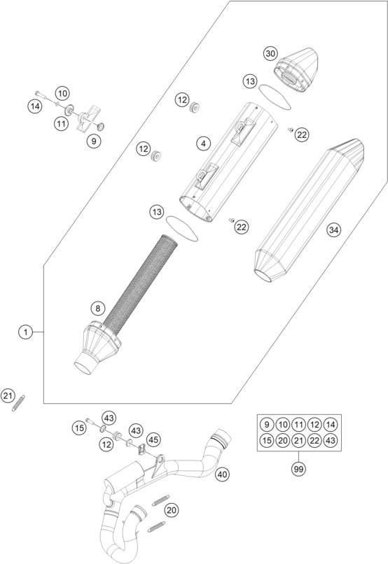 Sprängskiss: Exhaust System – KTM 250 SX-F FACTORY EDITION 2015