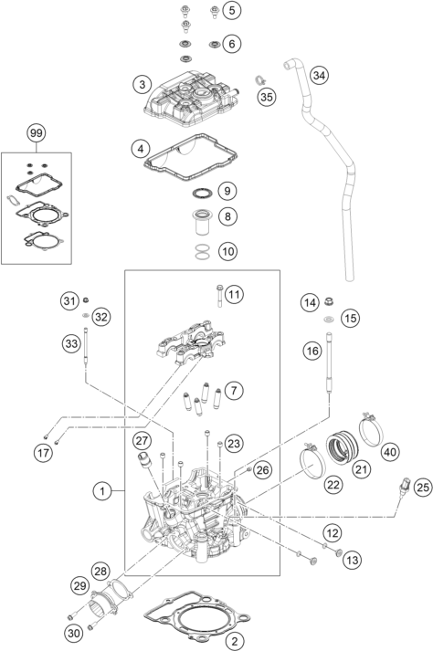 Sprängskiss: Cylinder Head – KTM 350 SX-F 2016