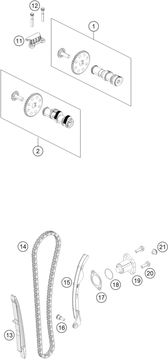 Sprängskiss: Timing Drive – KTM 250 Duke, white 2019