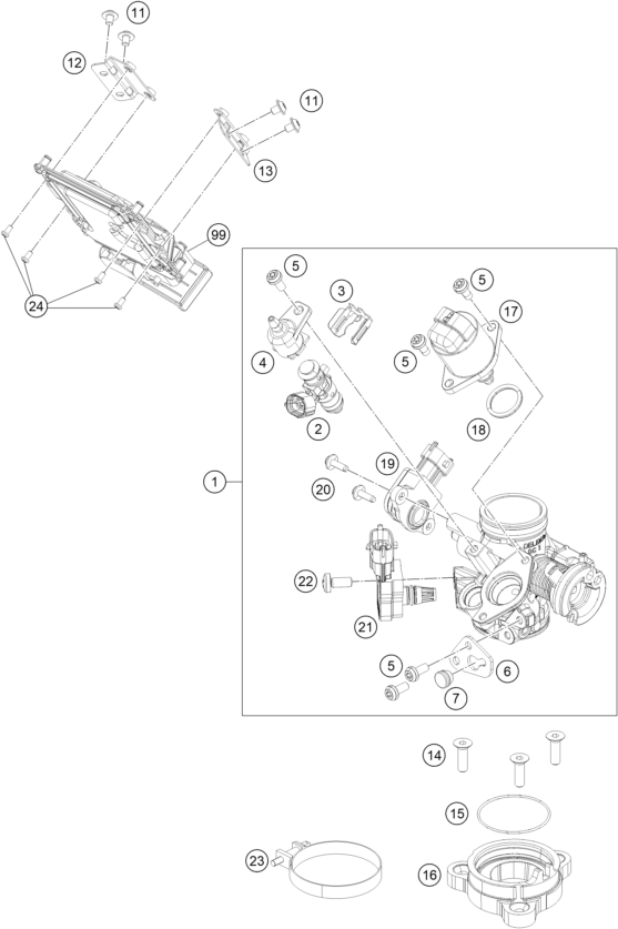 Sprängskiss: Throttle Body – KTM RC 125 BLACK ABS B.D. 2015