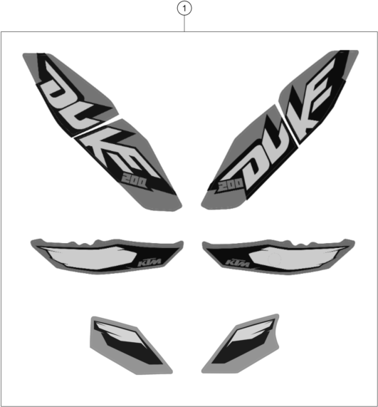 Sprängskiss: Decal – KTM 200 DUKE OR. w/o ABS B.D. 15