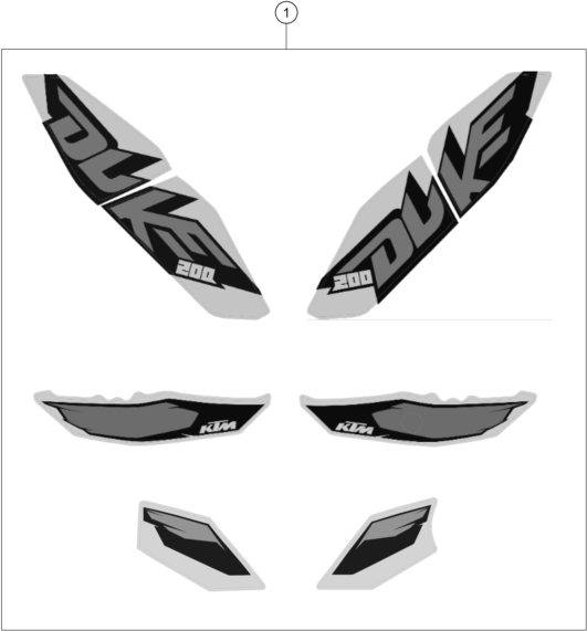 Sprängskiss: Decal – KTM 200 DUKE WH. w/o ABS B.D. 14