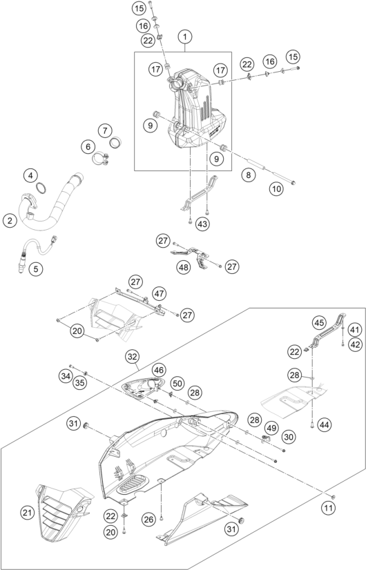 Sprängskiss: Exhaust System – KTM RC 390 WHITE ABS B.D. 15
