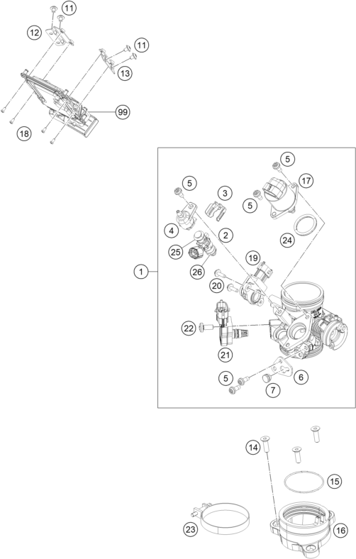 Sprängskiss: Throttle Body – KTM RC 390 WHITE ABS CKD 16