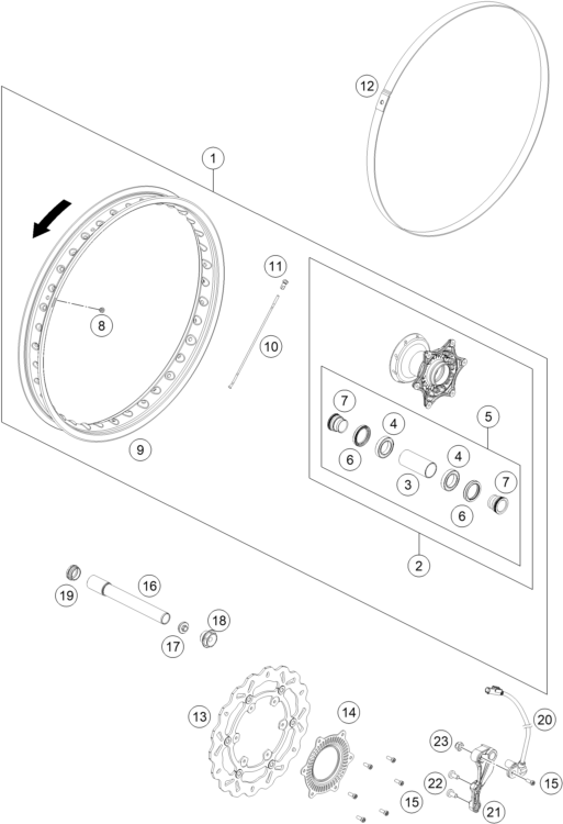 Sprängskiss: Front Wheel – KTM 690 Enduro R 2020