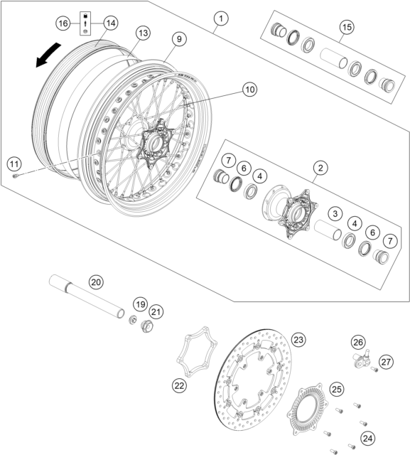 Sprängskiss: Front Wheel – KTM 690 SMC R 2 2026