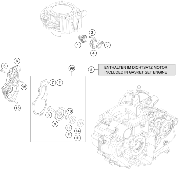 Sprängskiss: Water Pump – KTM 690 ENDURO R ABS 2016