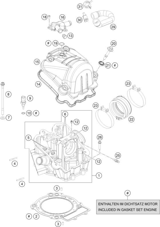 Sprängskiss: Cylinder Head – KTM 690 ENDURO R 2017