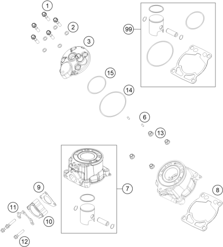 Sprängskiss: Cylinder, Cylinder Head – KTM 50 SX 2022