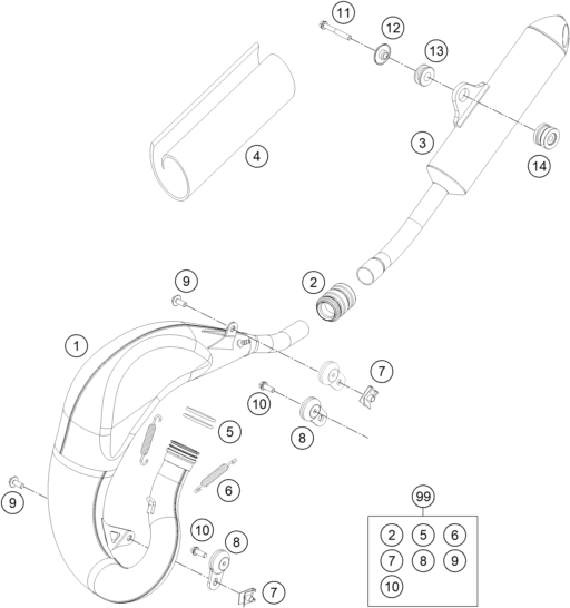 Sprängskiss: Exhaust System – KTM 65 SX 2022