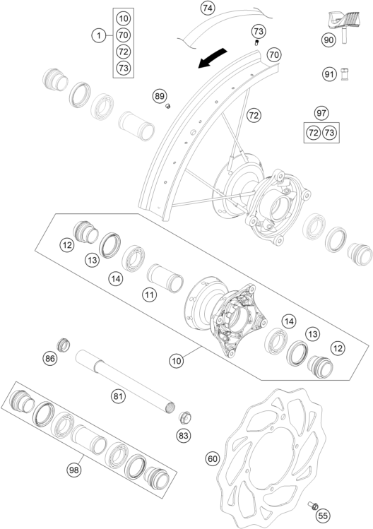 Sprängskiss: Front Wheel – KTM 85 SX 19/16 2016