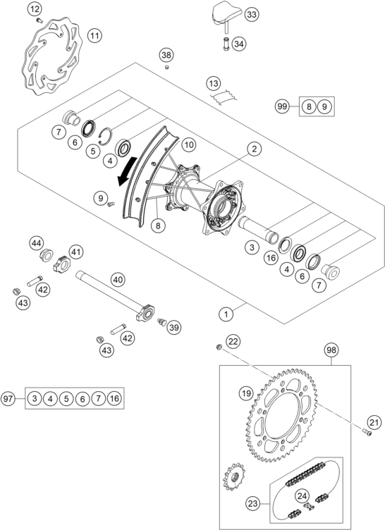 Sprängskiss: Rear Wheel – KTM 250 EXC-F 2016