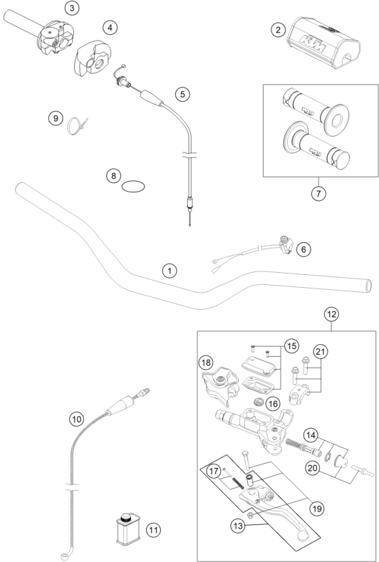 Sprängskiss: Handlebar, Controls – KTM 125 SX 2016