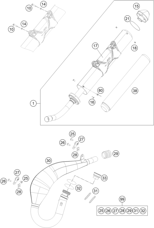Sprängskiss: Exhaust System – KTM 200 EXC 2016