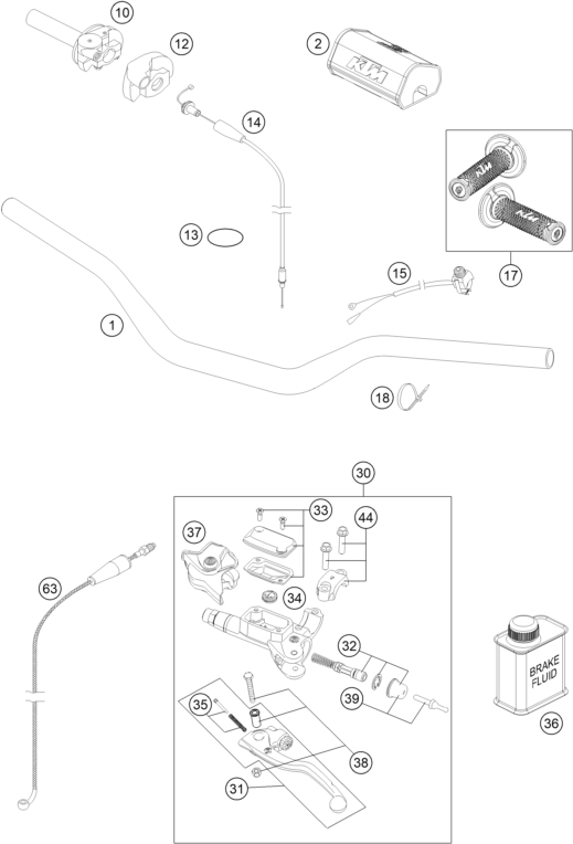 Sprängskiss: Handlebar, Controls – KTM 250 SX 2016