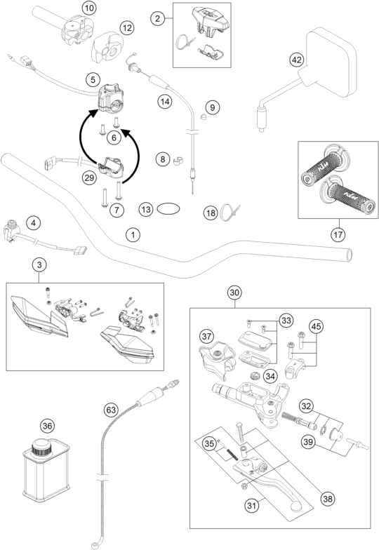 Sprängskiss: Handlebar, Controls – KTM 300 EXC CKD 2016