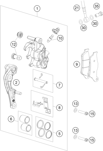 Sprängskiss: Front Brake Caliper – KTM 300 XC-W SIX DAYS 2016